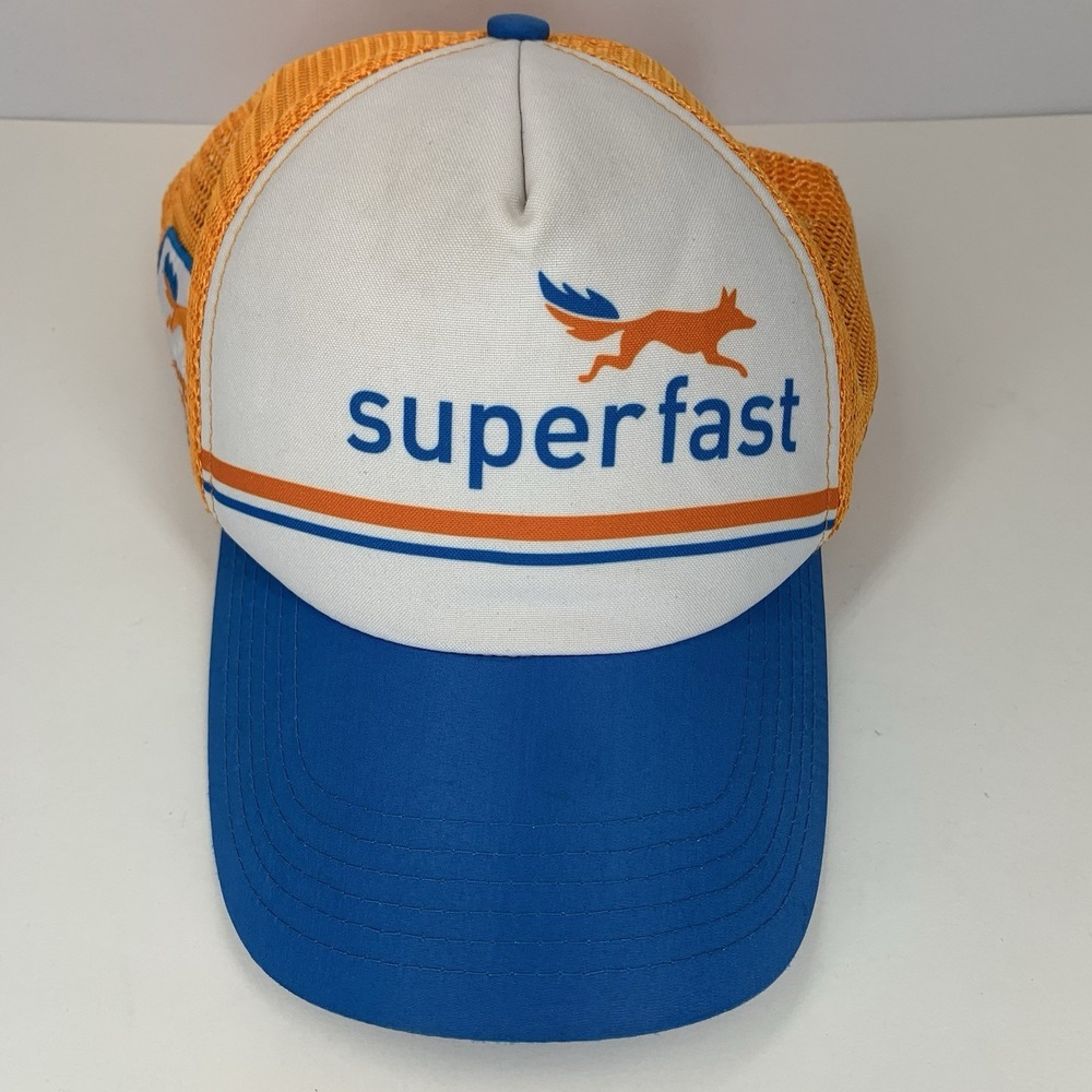 Red Coyote Hat Running Fitness Blue Orange Boco Gear Snapback Mesh Cap DAMAGED